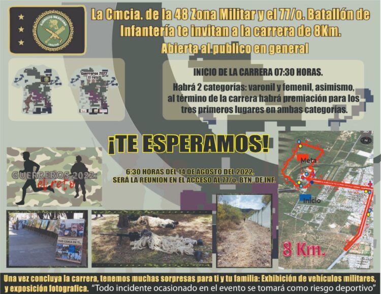 Invita Ejército Mexicano a participar en la justa deportiva: “Guerreros 2022, el reto”
