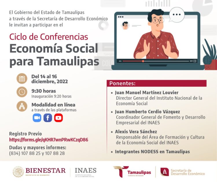 Secretaría de Desarrollo Económico anuncia ciclo de conferencias «Economía Social para Tamaulipas»