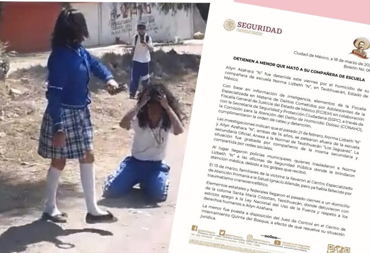 Detienen a menor que mató a su compañera en Teotihuacán, Estado de México