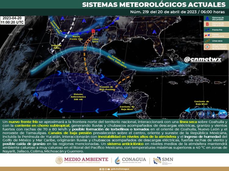 Pronostican lluvias fuertes en los estados del noreste, oriente y sureste del país