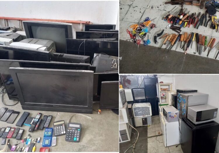 Desde refris hasta pantallas y bocinas, aseguraron en cateo al penal de Victoria