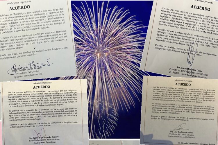 Acuerdan partidos políticos no usar pirotecnia en campañas tamaulipecas