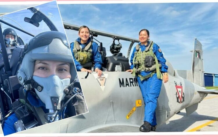 Realiza Marina primer vuelo de un avión Texan T-6C+ con tripulación femenina