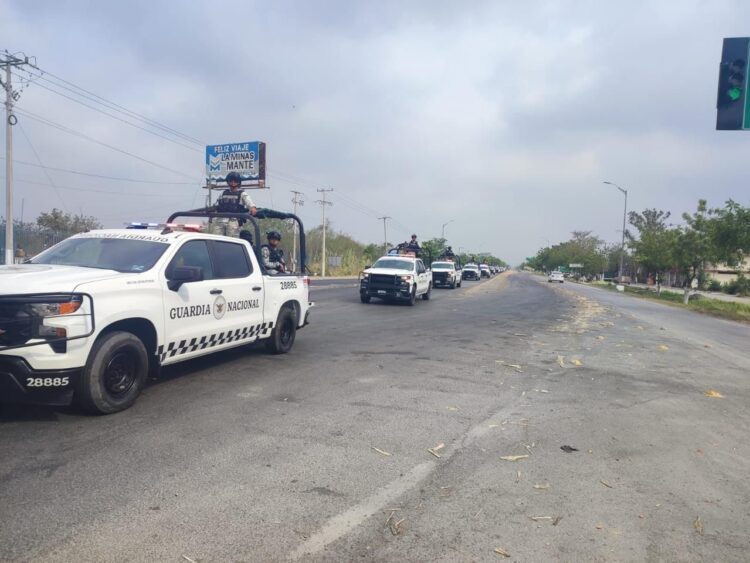 Arriban 275 integrantes de la Guardia Nacional y del Ejército Mexicano para reforzar la seguridad en El Mante, Tamaulipas.