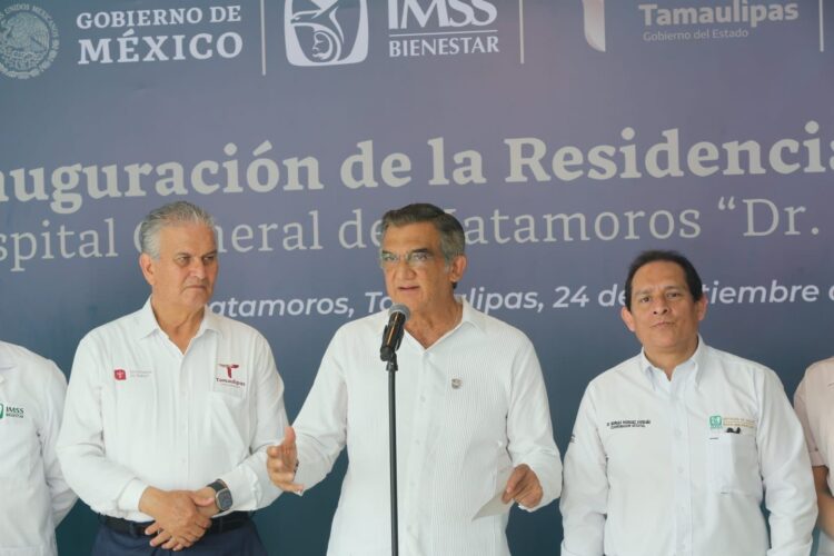 Inaugura Américo albergue y residencia en hospital de Matamoros durante enlace con el presidente AMLO