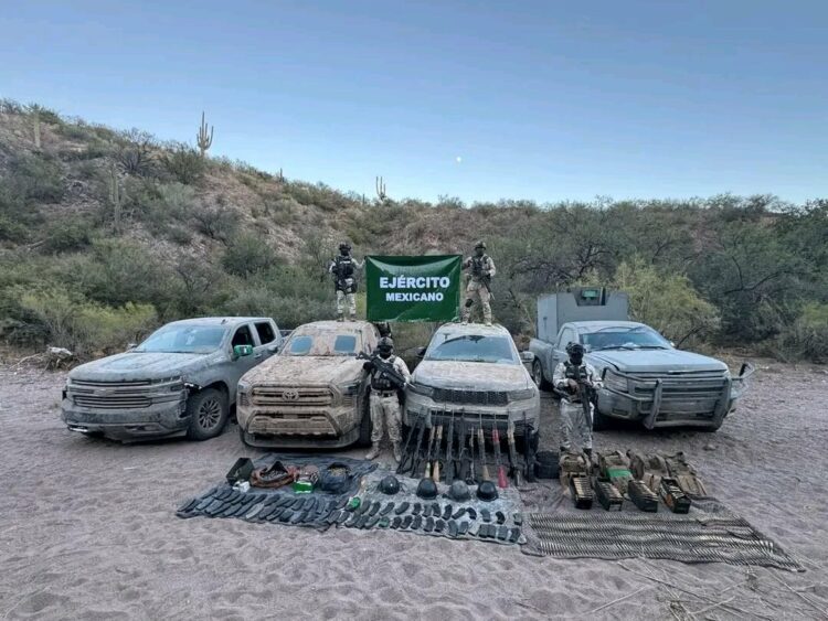 Aseguran armas de fuego de alto poder en Sonora