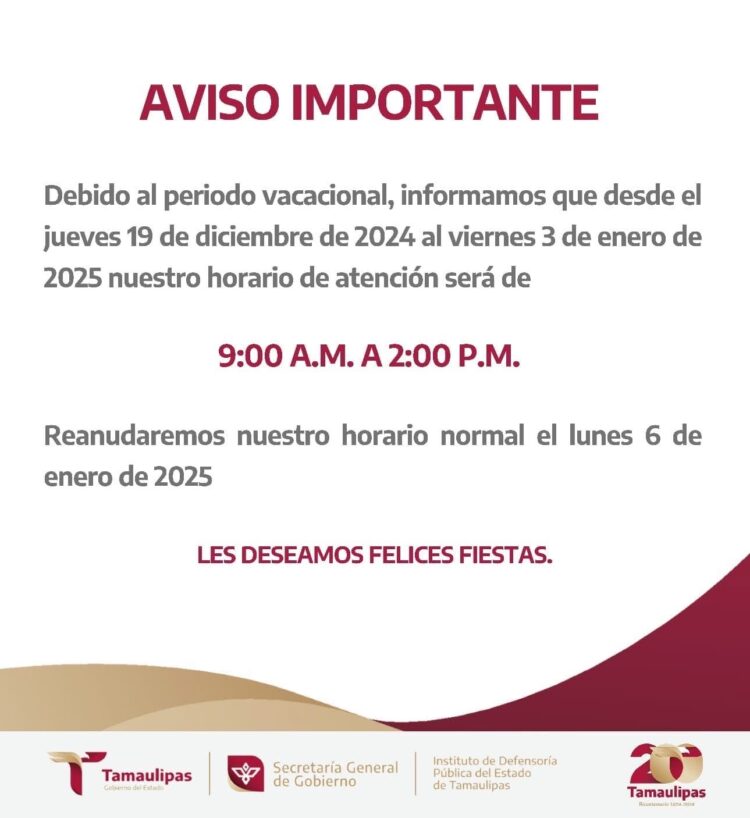 Asegura Instituto de Defensoría Pública atención durante el periodo vacacional