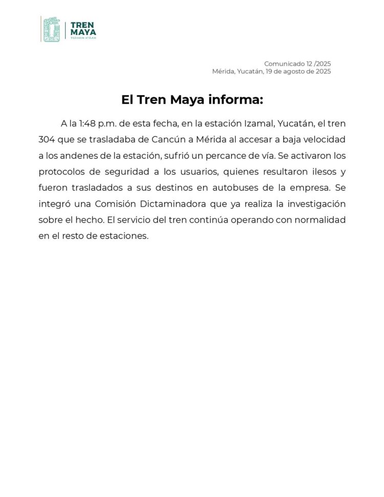 Comunicado Oficial Tren Maya