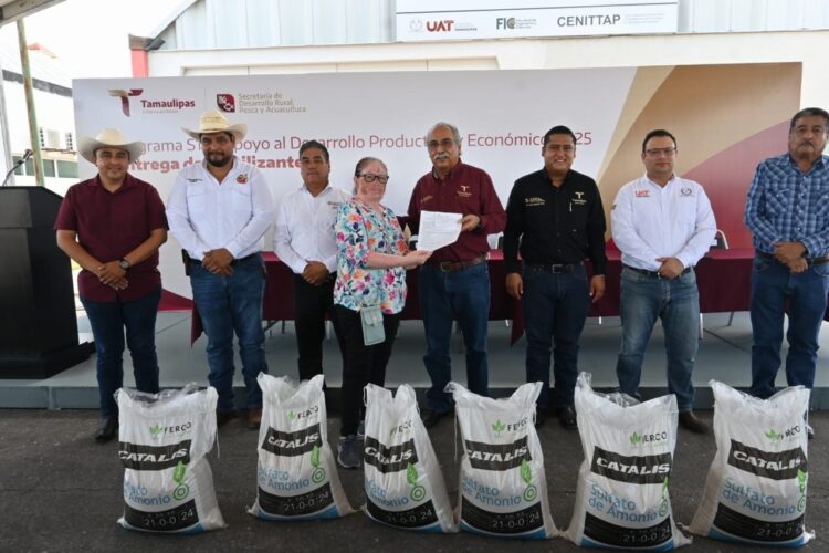 Más de 70 toneladas de fertilizante benefician a citricultores en Güémez