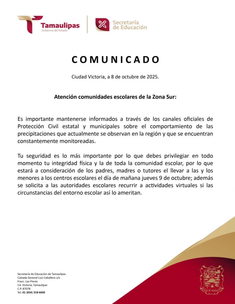 Por lluvias padres deciden si llevan a estudiantes a clases en el sur