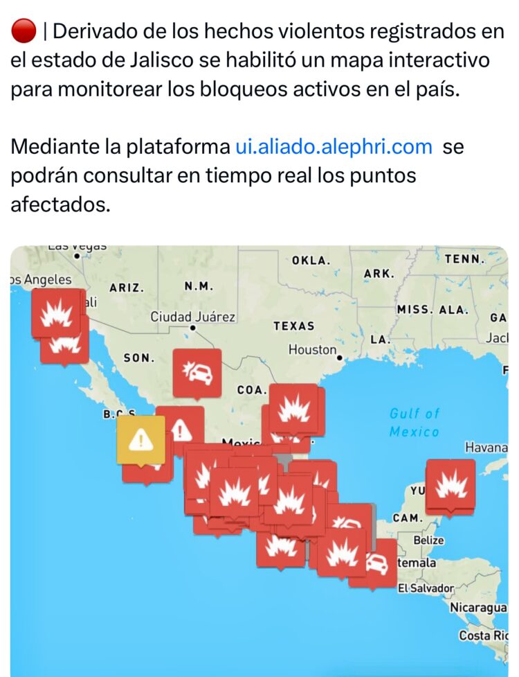 Mapa en tiempo real de bloqueos