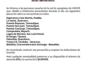 Se reportan cierres en distintos puntos de la red CAPUFE.