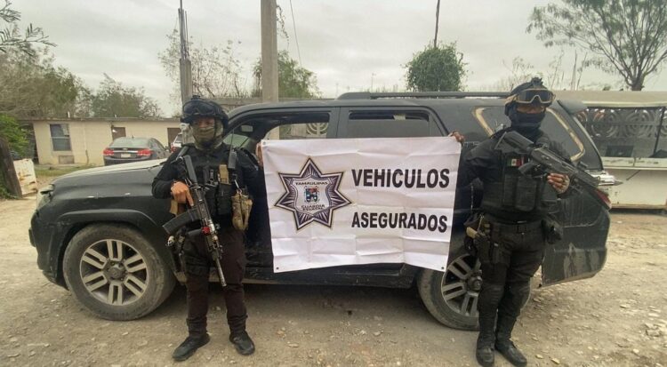 Asegura Guardia Estatal vehículos con blindaje artesanal y armas en Nuevo Progreso