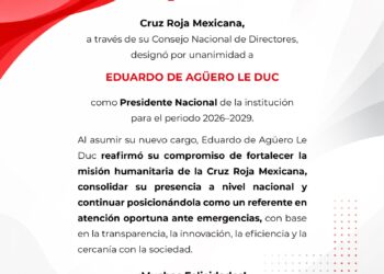 Cruz Roja informó que, el Consejo Nacional de Directores designó por unanimidad a Eduardo De Aguero Le Duc, presidente nacional para el periodo 2026-2029