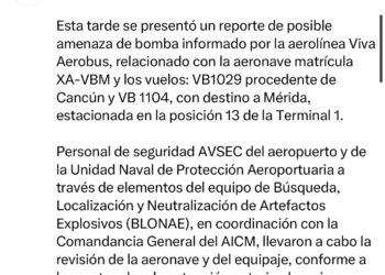 Aeropuerto Internacional de la CDMX reportó una falsa alarma de amenaza de bomba en un avión de Viva Aerobus en la T1