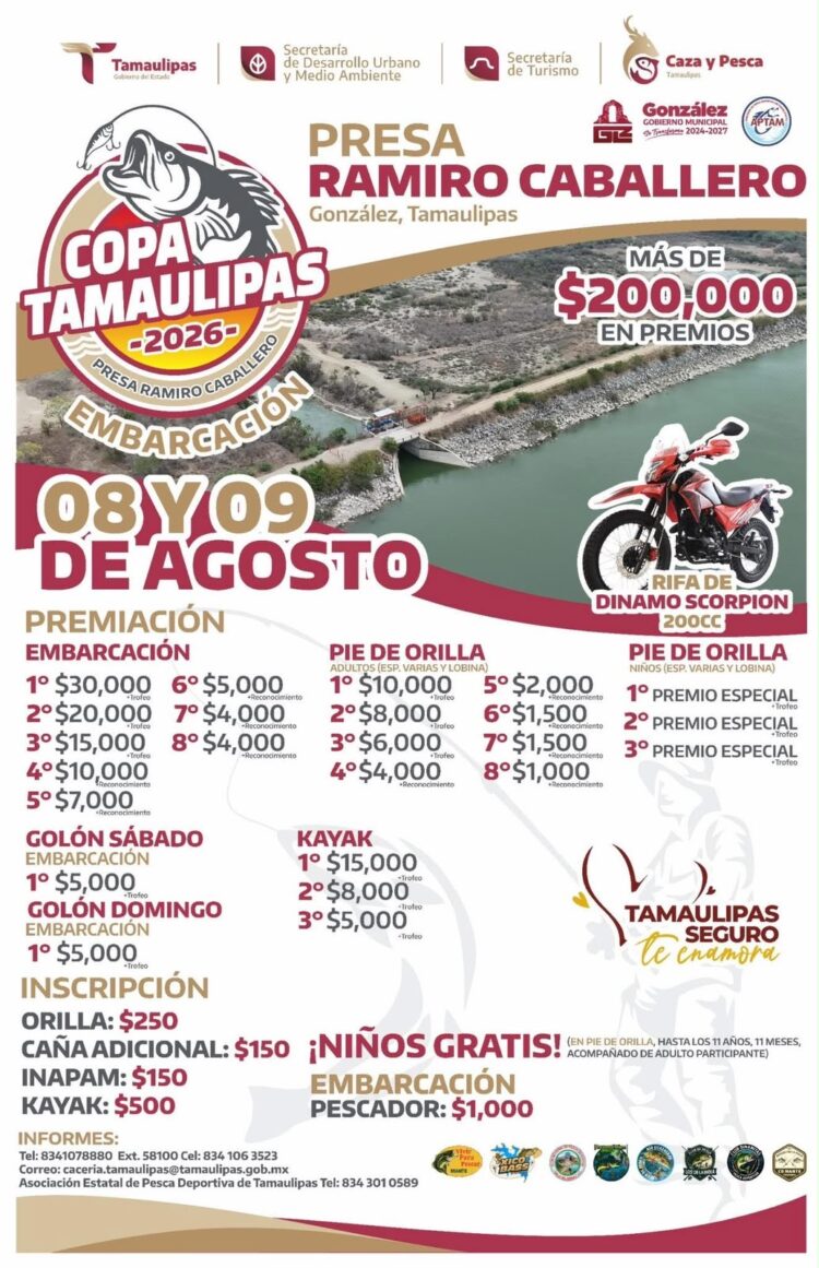 Anuncian la Copa Tamaulipas 2026 en la Presa Ramiro Caballero, en González